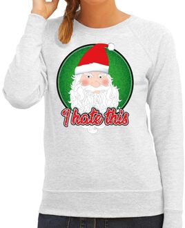 Bellatio Decorations Foute kerstborrel trui / kersttrui I hate this grijs voor dames 2XL (44) - kerst truien