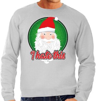 Bellatio Decorations Foute kerstborrel trui / kersttrui I hate this grijs voor heren 2XL (56) - kerst truien