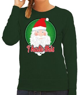 Bellatio Decorations Foute kerstborrel trui / kersttrui I hate this groen voor dames 2XL (44) - kerst truien