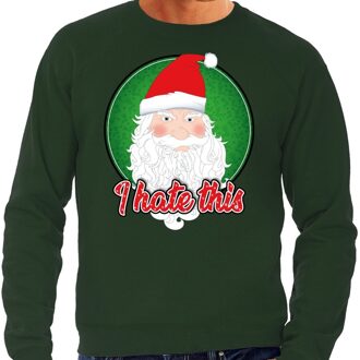 Bellatio Decorations Foute kerstborrel trui / kersttrui I hate this groen voor heren 2XL (56) - kerst truien