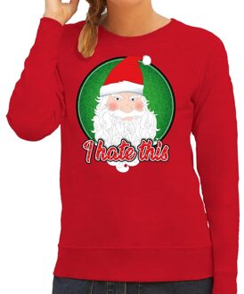 Bellatio Decorations Foute kerstborrel trui / kersttrui I hate this rood voor dames 2XL (44) - kerst truien