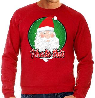 Bellatio Decorations Foute kerstborrel trui / kersttrui I hate this rood voor heren 2XL (56) - kerst truien