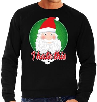 Bellatio Decorations Foute kerstborrel trui / kersttrui I hate this zwart voor heren 2XL (56) - kerst truien