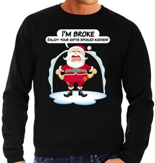 Bellatio Decorations Foute kerstborrel trui / kersttrui Im broke enjoy your gifts soiled kiddies zwart heren 2XL (56) - kerst truien