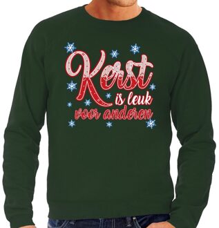 Bellatio Decorations Foute kerstborrel trui / kersttrui kerst is leuk voor anderen groen voor heren 2XL (56) - kerst truien