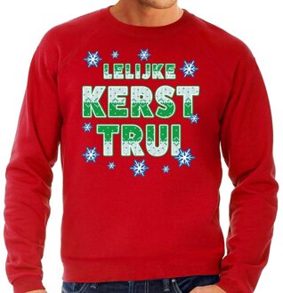 Bellatio Decorations Foute kerstborrel trui / kersttrui Lelijke Kerst trui rood voor heren 2XL (56) - kerst truien