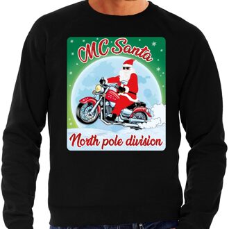 Bellatio Decorations Foute kerstborrel trui / kersttrui MC Santa voor moterrijders zwart voor heren 2XL (56) - kerst truien