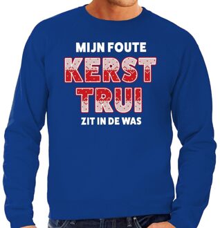 Bellatio Decorations Foute kerstborrel trui / kersttrui Mijn Kersttrui zit in de was blauw voor heren 2XL (56) - kerst truien