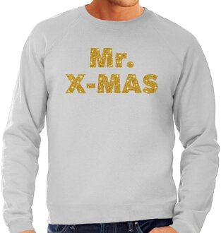 Bellatio Decorations Foute kerstborrel trui / kersttrui Mr. x-mas goud / grijs heren 2XL (56) - kerst truien