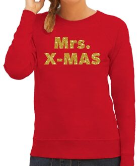 Bellatio Decorations Foute kerstborrel trui / kersttrui Mrs. x-mas goud / rood dames 2XL (44) - kerst truien