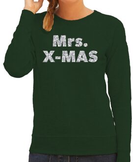 Bellatio Decorations Foute kerstborrel trui / kersttrui Mrs. x-mas zilver / groen dames 2XL (44) - kerst truien