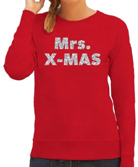 Bellatio Decorations Foute kerstborrel trui / kersttrui Mrs. x-mas zilver / rood dames 2XL (44) - kerst truien