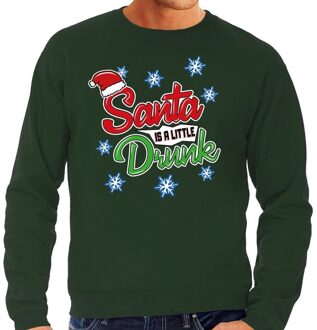 Bellatio Decorations Foute kerstborrel trui / kersttrui Santa is a little drunk groen voor heren 2XL (56) - kerst truien