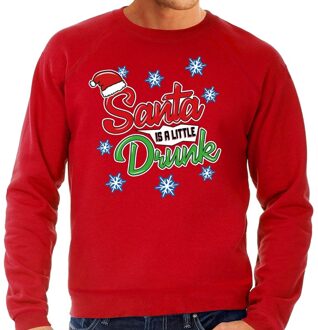 Bellatio Decorations Foute kerstborrel trui / kersttrui Santa is a little drunk rood voor heren 2XL (56) - kerst truien