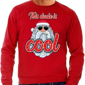 Bellatio Decorations Foute kerstborrel trui / kersttrui this dude is cool / stoere santa rood voor heren S (48) - kerst truien