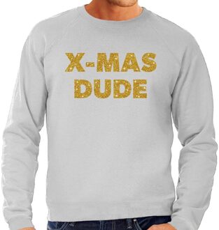 Bellatio Decorations Foute kerstborrel trui / kersttrui x-mas dude goud / grijs heren 2XL (56) - kerst truien