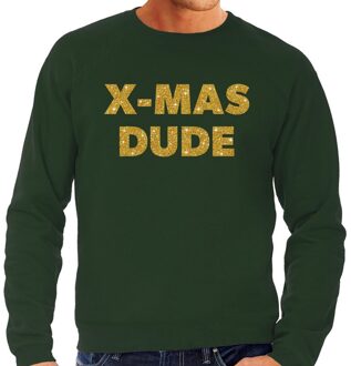 Bellatio Decorations Foute kerstborrel trui / kersttrui x-mas dude goud / groen heren 2XL (56) - kerst truien