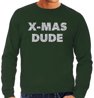 Bellatio Decorations Foute kerstborrel trui / kersttrui x-mas dude zilver / groen heren 2XL (56) - kerst truien