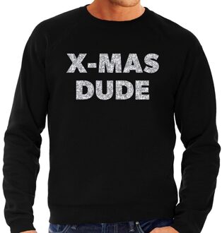 Bellatio Decorations Foute kerstborrel trui / kersttrui x-mas dude zilver / zwart heren 2XL (56) - kerst truien