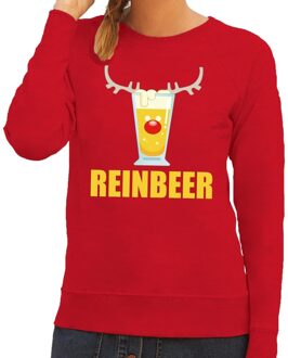 Bellatio Decorations Foute kerstborrel trui rood Reinbeer dames 2XL (44) - kerst truien