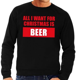 Bellatio Decorations Foute kerstborrel trui zwart All I Want Is Beer heren 2XL (56) - kerst truien