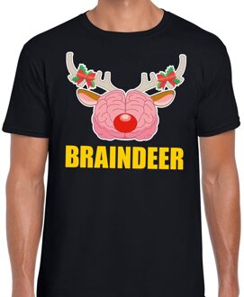 Bellatio Decorations Foute Kerstmis t-shirt braindeer zwart voor heren 2XL - kerst t-shirts