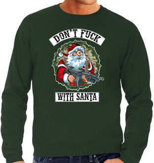 Bellatio Decorations Foute Kerstsweater / Kersttrui Dont fuck with Santa groen voor heren - Kerstkleding / Christmas outfit 2XL