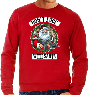 Bellatio Decorations Foute Kerstsweater / Kersttrui Dont fuck with Santa rood voor heren - Kerstkleding / Christmas outfit 2XL