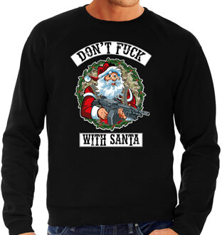 Bellatio Decorations Foute Kerstsweater / Kersttrui Dont fuck with Santa zwart voor heren - Kerstkleding / Christmas outfit 2XL