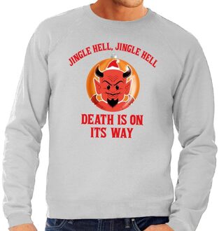 Bellatio Decorations Foute kersttrui grijs Jingle Hell voor heren