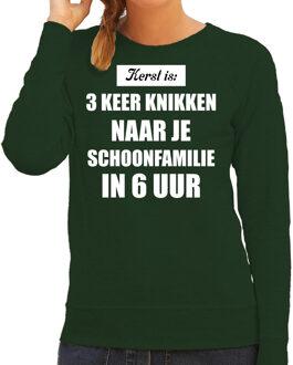 Bellatio Decorations Foute kersttrui groen Kerst is 3 keer knikken naar schoonfamilie kerstkleding dames 2XL - kerst truien