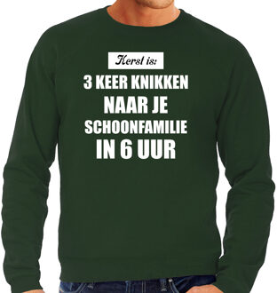 Bellatio Decorations Foute kersttrui groen Kerst is 3 keer knikken naar schoonfamilie kerstkleding heren 2XL - kerst truien