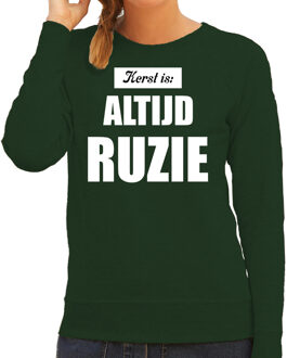 Bellatio Decorations Foute kersttrui groen Kerst is altijd ruzie kerstkleding dames 2XL - kerst truien