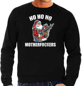 Bellatio Decorations Foute kersttrui - Hohoho motherfuckers - zwart - heren - kerst sweater M