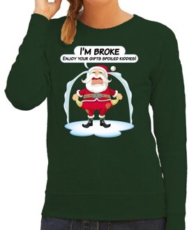Bellatio Decorations Foute Kersttrui Im broke enjoy your gifts groen voor dames