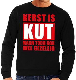 Bellatio Decorations Foute Kersttrui - Kerst is kut - maar toch gezellig - zwart - voor heren - sweater