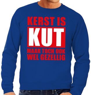 Bellatio Decorations Foute Kersttrui Kerst is kut maar toch ook wel gezellig blauw voor heren 2XL (56)