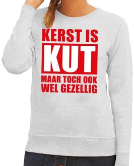 Bellatio Decorations Foute Kersttrui Kerst is kut maar toch ook wel gezellig grijs voor dames XS (34)