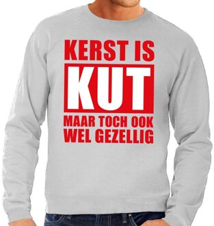 Bellatio Decorations Foute Kersttrui Kerst is kut maar toch ook wel gezellig grijs voor heren 2XL (56)