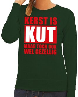 Bellatio Decorations Foute Kersttrui Kerst is kut maar toch ook wel gezellig groen voor dames L (40)