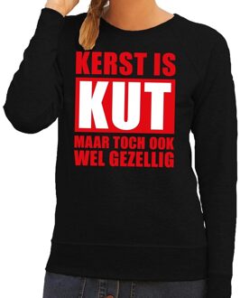 Bellatio Decorations Foute Kersttrui Kerst is kut maar toch ook wel gezellig zwart voor dames XL (42)