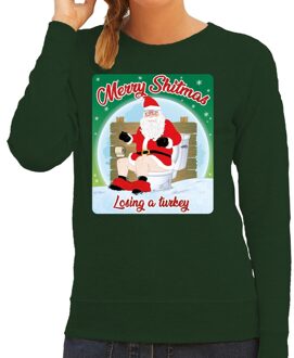 Bellatio Decorations Foute kersttrui merry shitmas groen voor dames