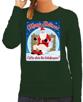 Bellatio Decorations Foute kersttrui merry shitmas toiletpaper groen voor dames