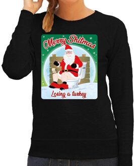 Bellatio Decorations Foute kersttrui merry shitmas zwart voor dames