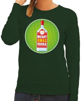 Bellatio Decorations Foute kersttrui Merry x-mas Vodka groen voor dames 2XL (44) - kerst truien