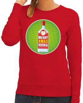 Bellatio Decorations Foute kersttrui Merry x-mas Vodka rood voor dames 2XL (44) - kerst truien