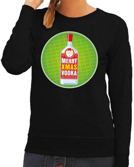 Bellatio Decorations Foute kersttrui Merry x-mas Vodka zwart voor dames 2XL (44) - kerst truien