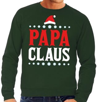 Bellatio Decorations Foute kersttrui - Papa Claus - groen - heren - kerst sweater - voor vaders