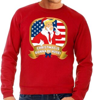 Bellatio Decorations Foute kersttrui rood met Trump Christmas is gonne be Huge heren 2XL (56) - kerst truien