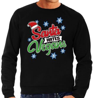Bellatio Decorations Foute kersttrui Santa hates vegans zwart voor heren